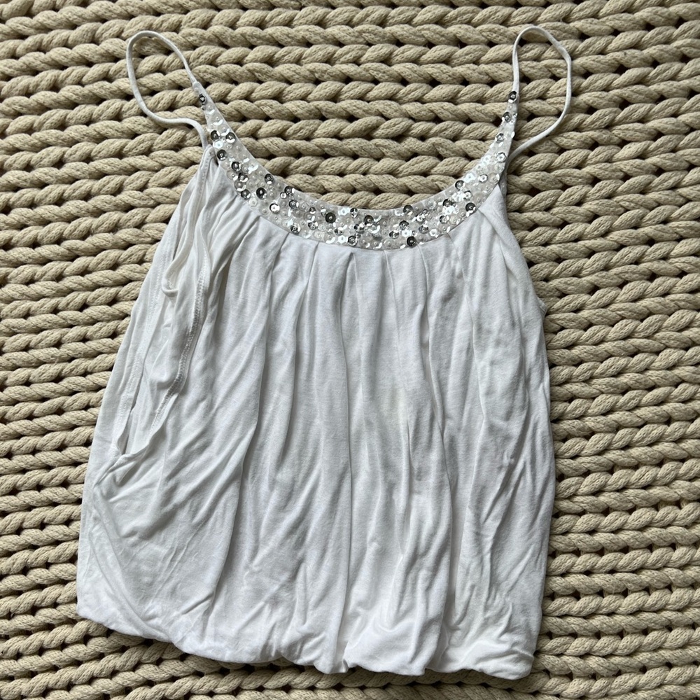 White Sequin Embellished Women's Top size small